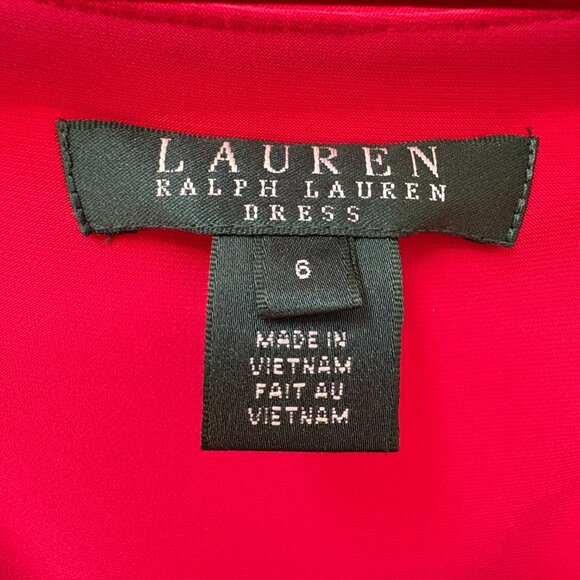 Ralph Lauren Red Faux-Wrap Medi Dress • Size 6 cl - Picture 3 of 4